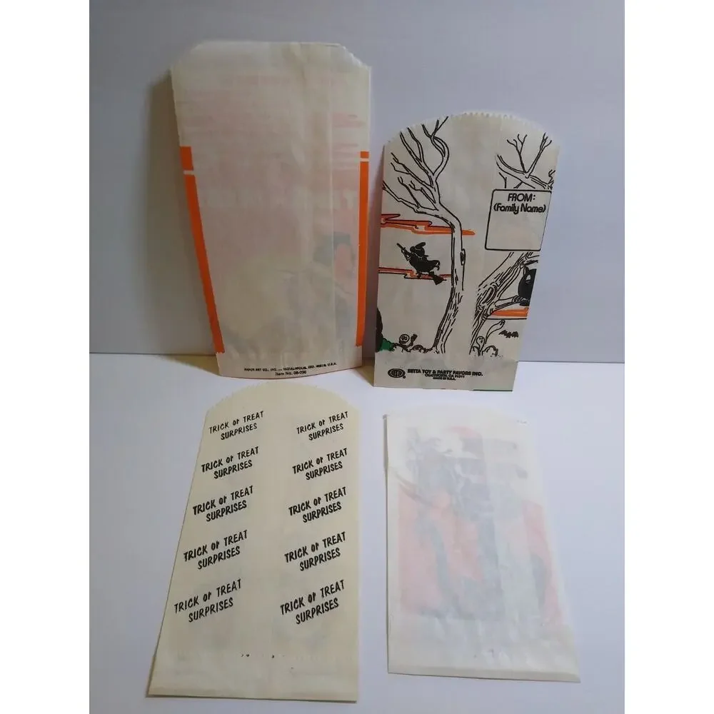 Halloween Candy Trick Or Treat Bags Clown Haunted House Black Cat Owl Bats (4)